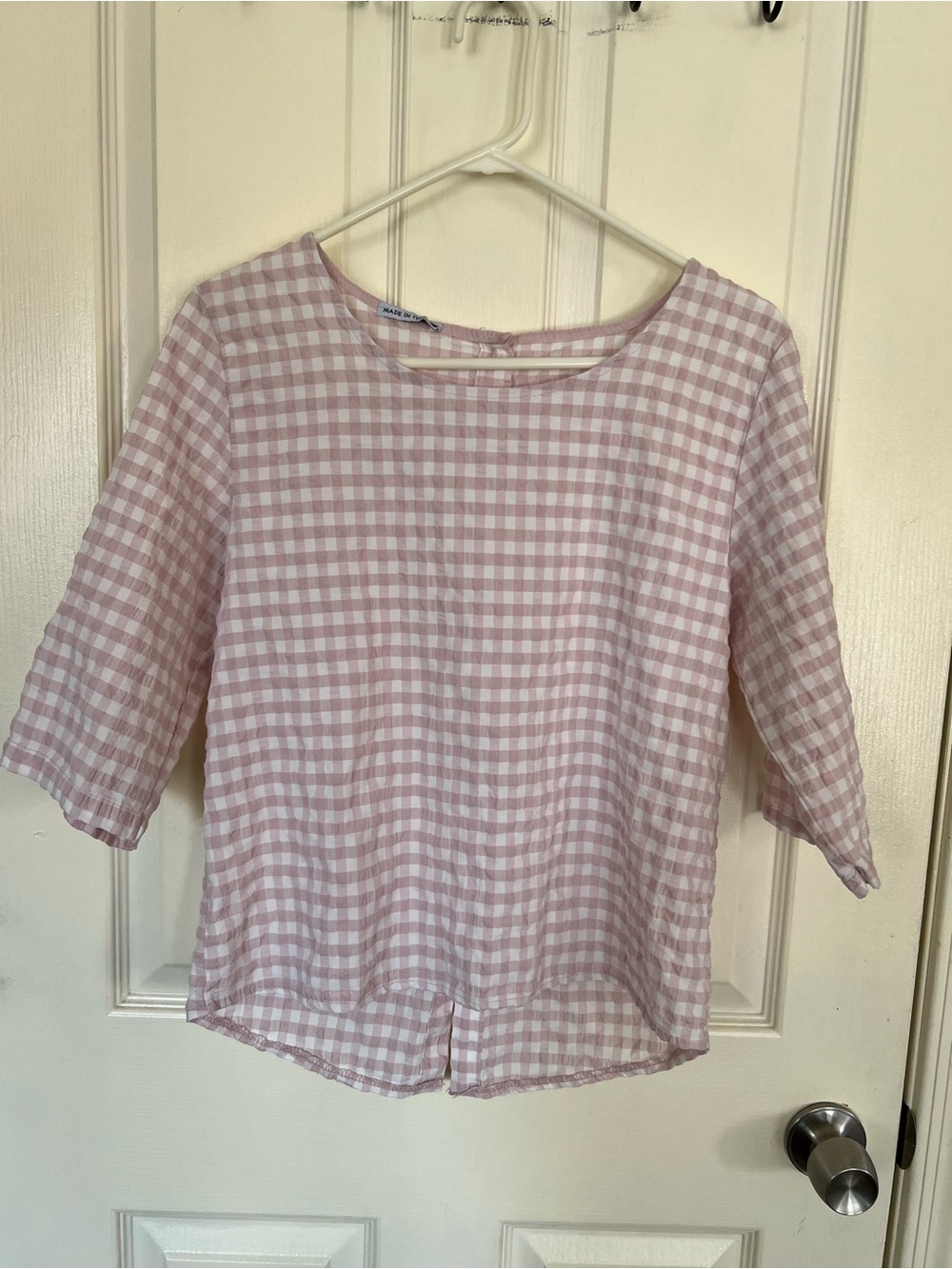 Made in Italy Grande Mondo Pink Gingham Tencel Top
